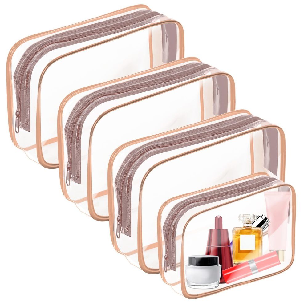 4 Pack Clear Toiletry Bag,portable Travel Makeup Bags With Zipper, Tsa🌼